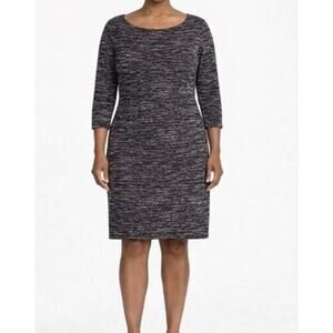 Lily Rose Dress Gray Blue Sheath Pencil Shimmer Stretch Pullover  Career Size XL